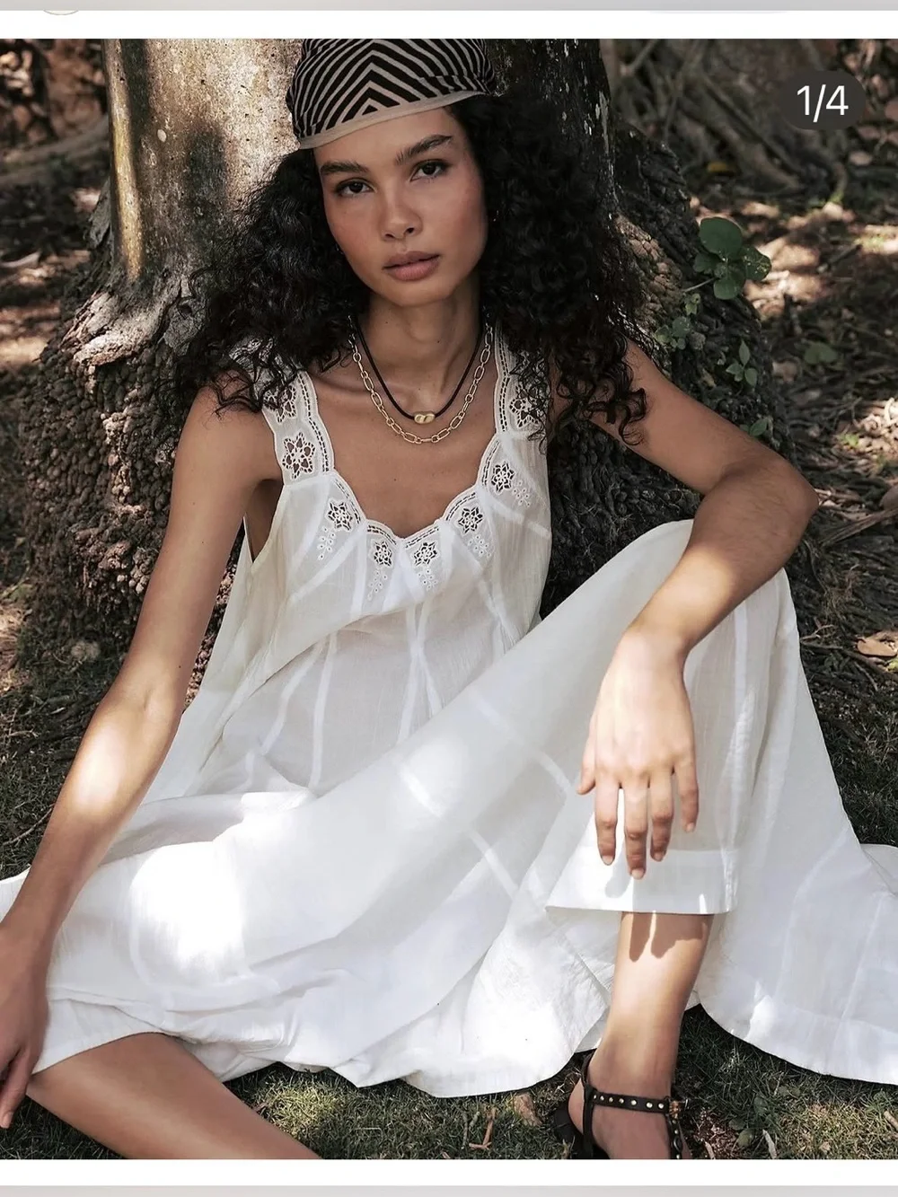 NWT Free People White Lace-Trim Cotton Maxi dress XS